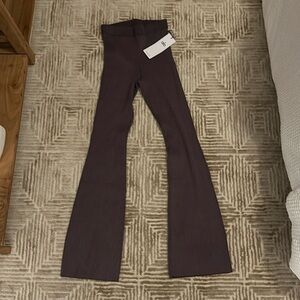 Denim knit high waist flare pant